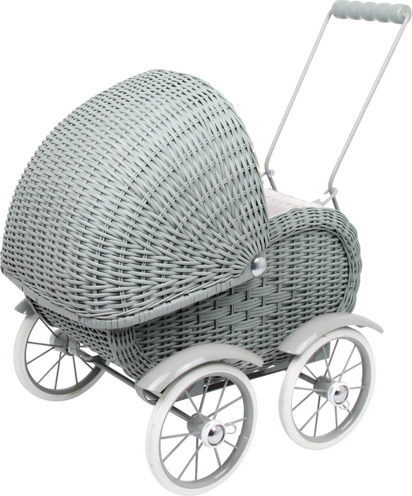 small foot Dukkevogn i Rattan, Vintage Grey
