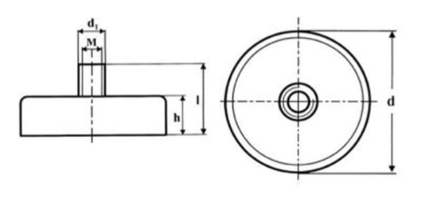Format 3975 pottemagnet med gevindbøsning