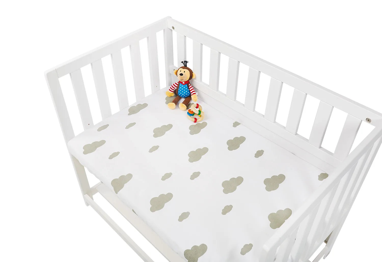 Pinolino Stræklagen til Vugge, Bedside Crib og Barnevogn (2 stk.), Jersey/Grå Skyer
