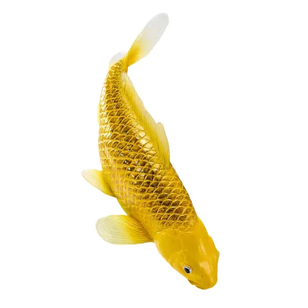 Koi karpe figur, guldtone, plast 12,6 cm – pædagogisk samlerobjekt, MOJO