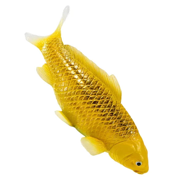 Koi karpe figur, guldtone, plast 12,6 cm – pædagogisk samlerobjekt, MOJO