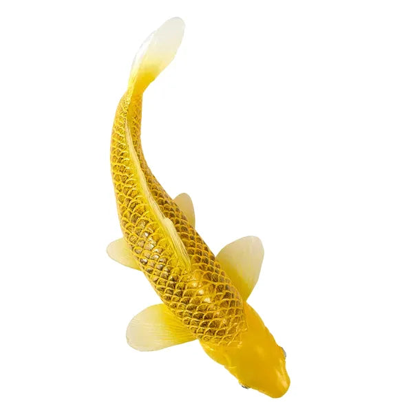 Koi karpe figur, guldtone, plast 12,6 cm – pædagogisk samlerobjekt, MOJO