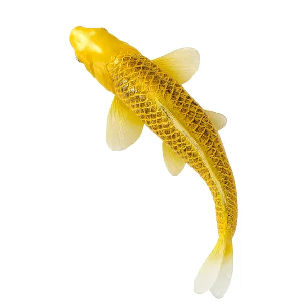 Koi karpe figur, guldtone, plast 12,6 cm – pædagogisk samlerobjekt, MOJO