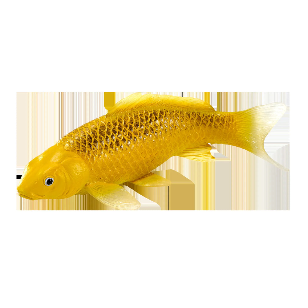 Koi karpe figur, guldtone, plast 12,6 cm – pædagogisk samlerobjekt, MOJO