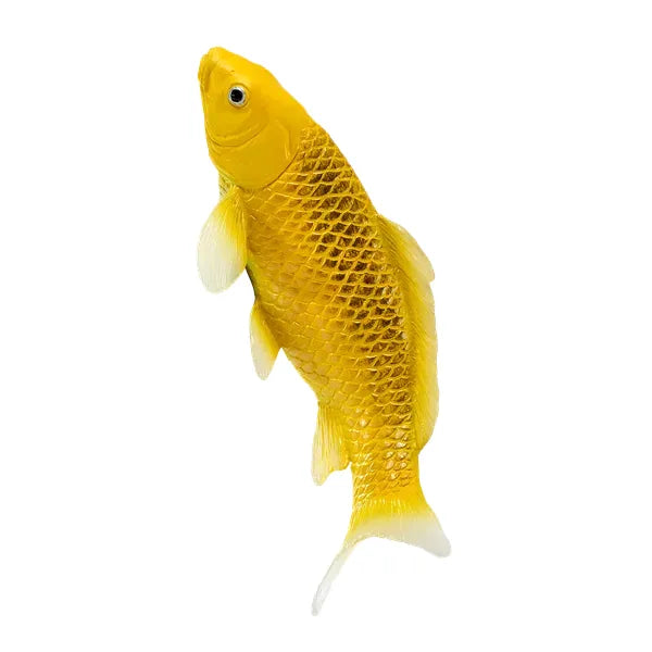 Koi karpe figur, guldtone, plast 12,6 cm – pædagogisk samlerobjekt, MOJO