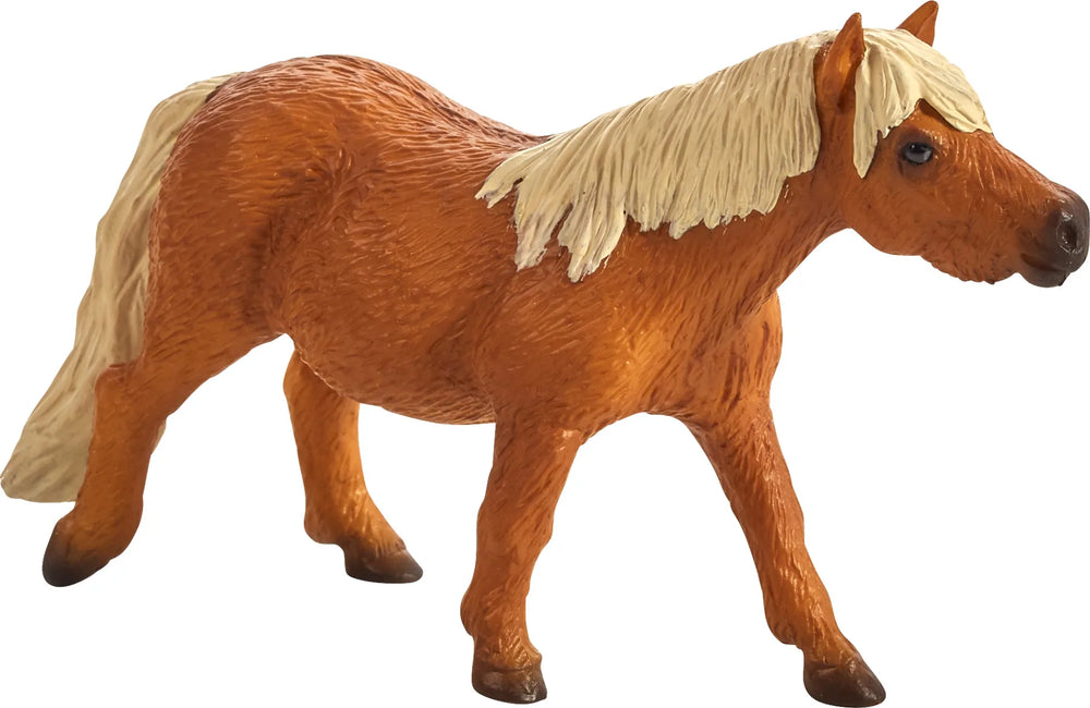 Shetlandspony legetøjsfigur 11 cm – trækkende pony til leg, fri for ftalater, anbefalet 3+ år, Mojo