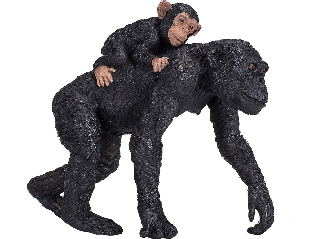 Chimpanse med unge figur 9 cm – lærende legetøj, fri for ftalater, fra Mojo