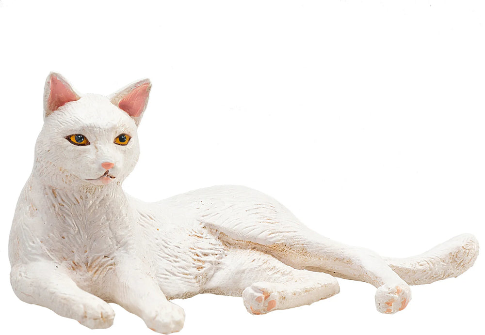 Kat figur liggende hvid 7x4x3,5 cm legetøj 3+ år – Mojo