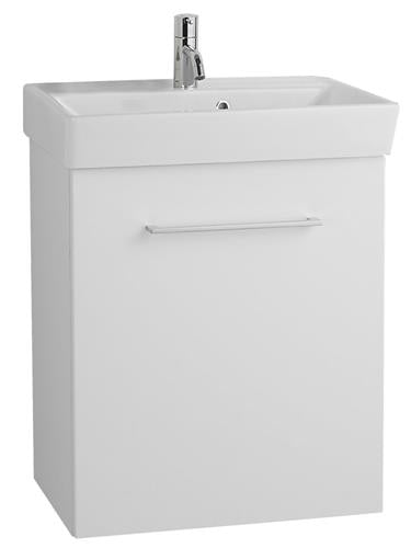 Vaskeskab 52 cm med 1 låge og indbygget vask, mathvid - Dansani
