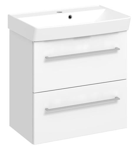 Vaskeskab 52 cm med 2 skuffer og greb, mathvid - Dansani
