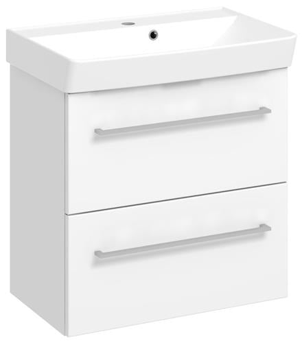 Vaskeskab 62 cm med 2 skuffer og greb, mathvid - Dansani