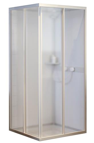 Skydedør 900x1900 mm til brusekabine i styren, hvide bagstykker og hvidlakerede profiler - Contura Shower