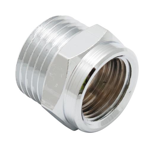 Overgangsnippel 3/8 indv. x 1/2 udv. med stopkant, forkromet - Netlager