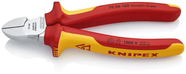 Knipex 7006 sidebidetang forkromet VDE 1000 Volt, 160mm