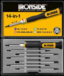 Ironside 14-in-1 elektronik skruetrækkersæt lige kærv/PH/torx/6kt
