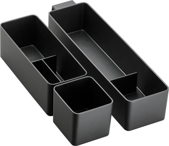 Skuffeindsats til Xelu/Xevolos vaskeskabe matsort 191×343 mm plast med aftagelige bokse og bagpanelkroge - hansgrohe