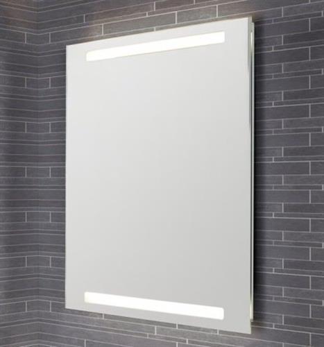 Væghængt LED-spejl 700x800mm uden ramme, top- og bundlys - Dansani