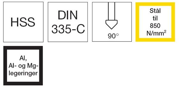 Format 1422 spidsforsænkersæt 1/4" 6kt. skaft DIN 335 HSS blank