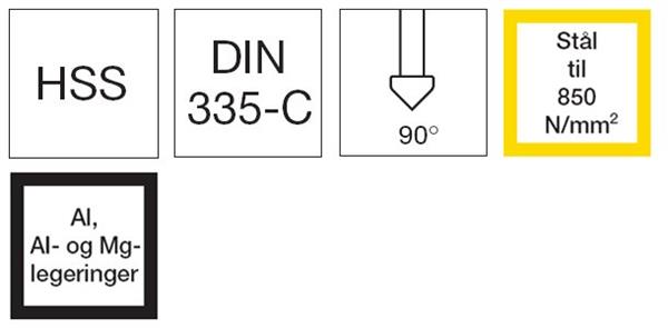 Format 1444 spidsforsænkersæt DIN 335 HSS-E blank