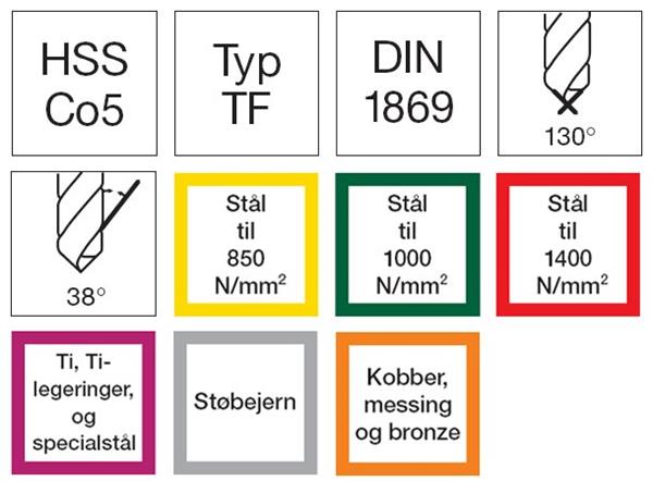 Format 1071 Spiralbor DIN 1869 HSS-E TiALN ekstra lang