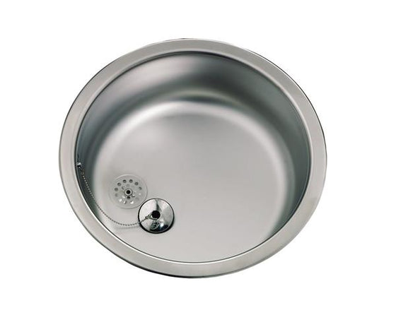 Stålvask rund 450 mm med prop og overløb, nedfældning - Advance