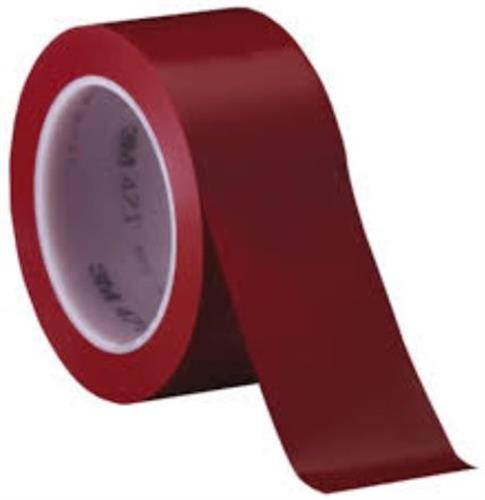 Afstribningstape rød 50 mm x 33 m vinyl 0,13 mm 1 stk - 3M