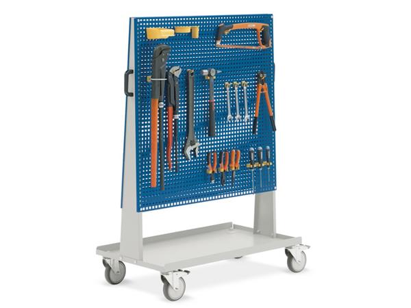 Værktøjstavlevogn 20mm centerafstand 10x10mm hul PreWo, mobil 400kg kapacitet - Blika