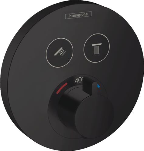 Væghengt termostatarmatur 2-udtag Select, mat sort - hansgrohe
