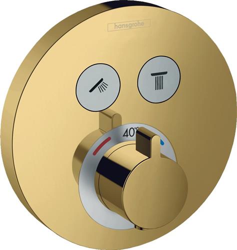 Indbygningsarmatur 2-udtag med Select & termostat, guld-optik - hansgrohe