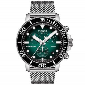 Tissot Chronograph ur Seastar 1000 grøn meshlænke T120.417.11.091.00