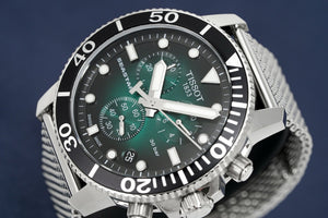 Tissot Chronograph ur Seastar 1000 grøn meshlænke T120.417.11.091.00