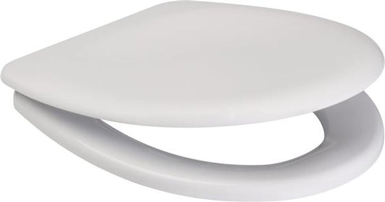 Toiletsæde Delfi hvid duroplast standard med låg, fast beslag - Cersanit