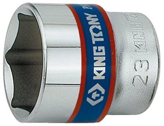 27 mm 6-kant topnøgle 3/8 kuglelås krom-vanadium, poleret & forkromet - King Tony
