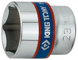 27 mm 6-kant topnøgle 3/8 kuglelås krom-vanadium, poleret & forkromet - King Tony