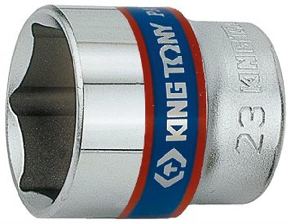 27 mm 6-kant topnøgle 3/8 kuglelås krom-vanadium, poleret & forkromet - King Tony