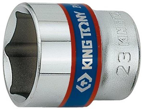 27 mm 6-kant topnøgle 3/8 kuglelås krom-vanadium, poleret & forkromet - King Tony