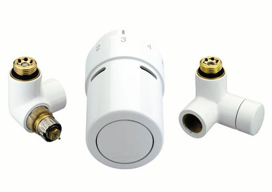 Ventilsæt til designradiator R 1/2 RTX venstremontering, hvid RAL 9016 - Danfoss